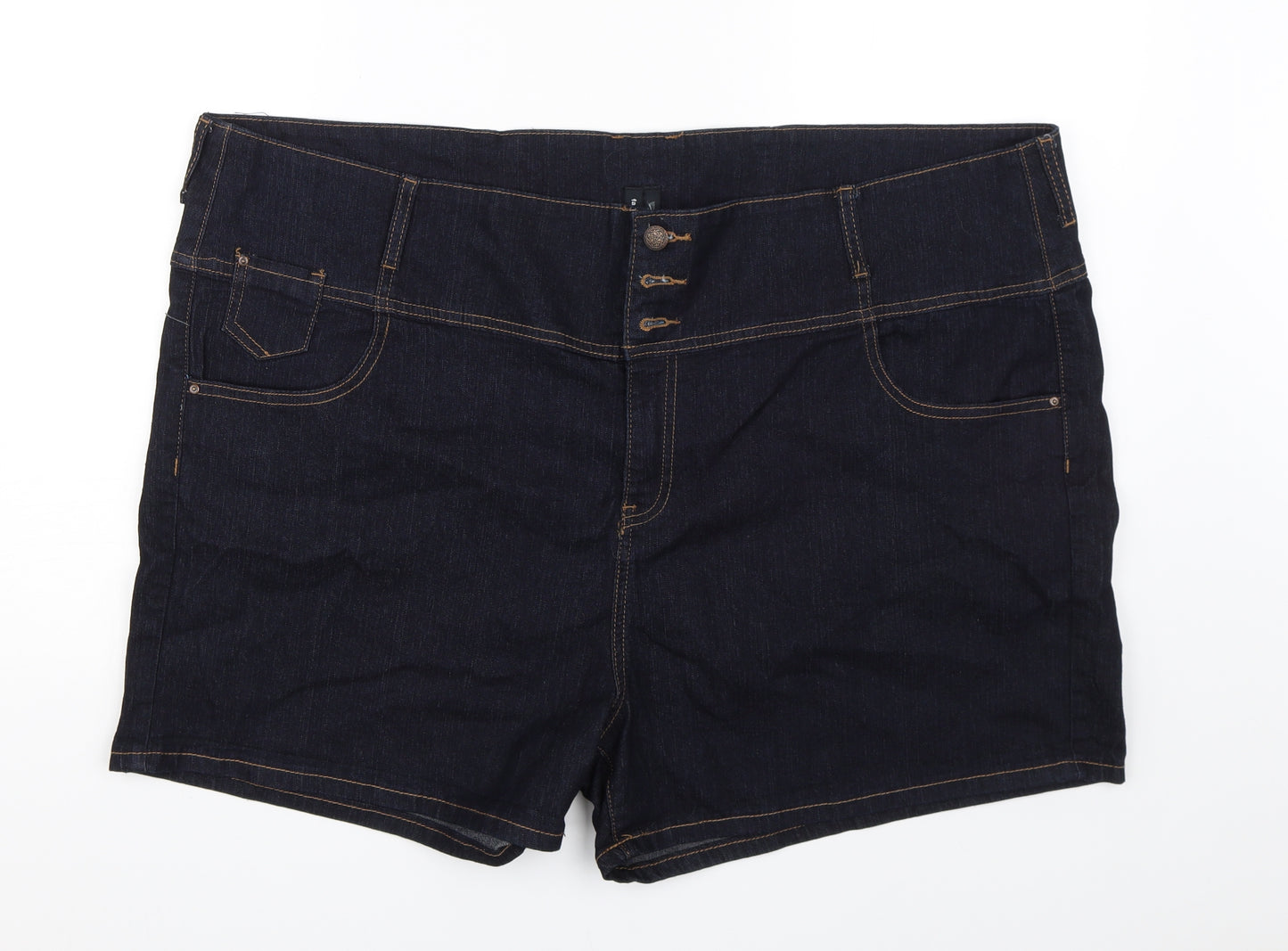 Inspire Womens Blue  Denim Paperbag Shorts Size 26