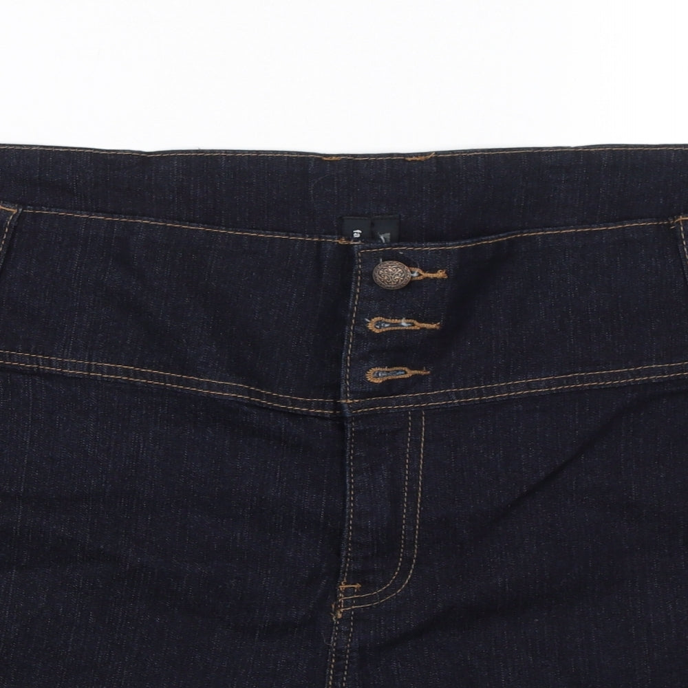 Inspire Womens Blue  Denim Paperbag Shorts Size 26