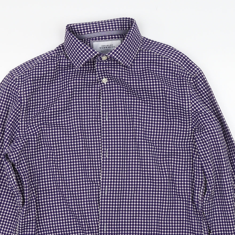 Charles Tyrwhitt Mens Blue Check   Button-Up Size 15.5  - formal