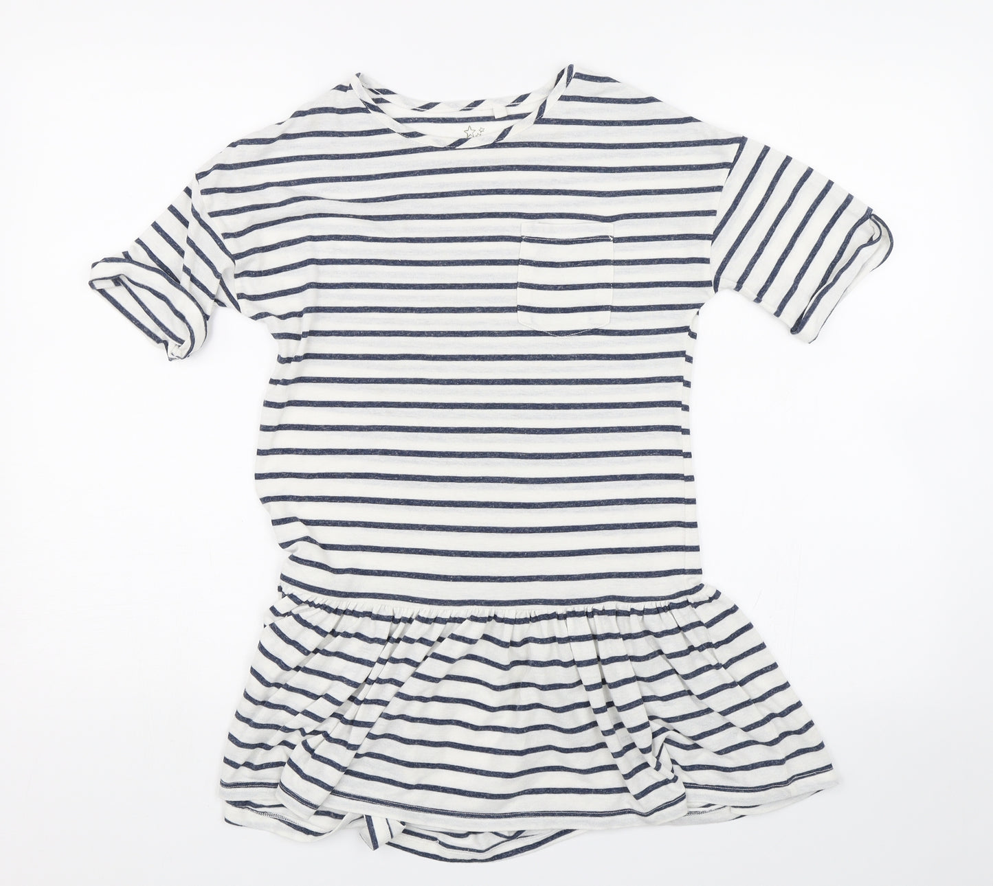 NEXT Girls White Striped  T-Shirt Dress  Size 9 Years