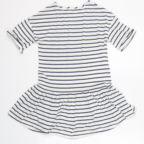 NEXT Girls White Striped  T-Shirt Dress  Size 9 Years