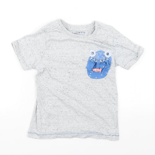 Nutmeg Boys Grey Striped  Basic T-Shirt Size 5-6 Years