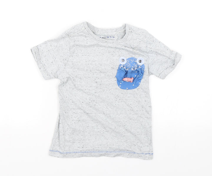 Nutmeg Boys Grey Striped Basic T-Shirt Size 5-6 Years