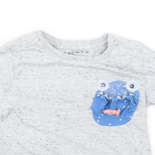 Nutmeg Boys Grey Striped  Basic T-Shirt Size 5-6 Years
