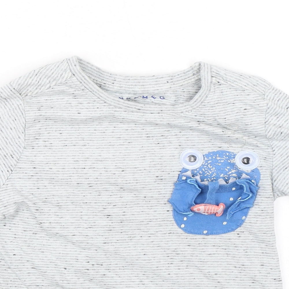 Nutmeg Boys Grey Striped  Basic T-Shirt Size 5-6 Years