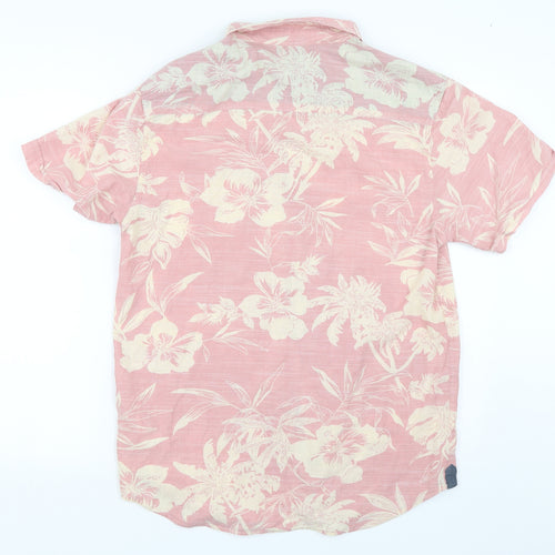 Brave Soul Mens Pink Floral   Button-Up Size M  - Summer