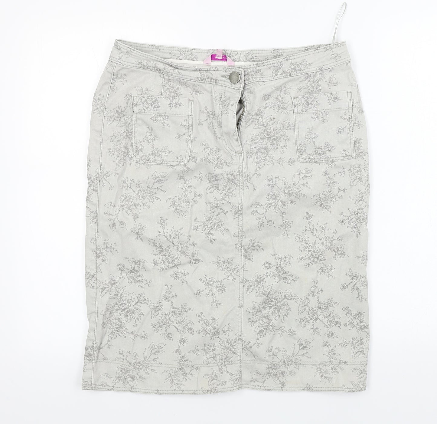 Per Una  Womens White Floral  A-Line Skirt Size 12