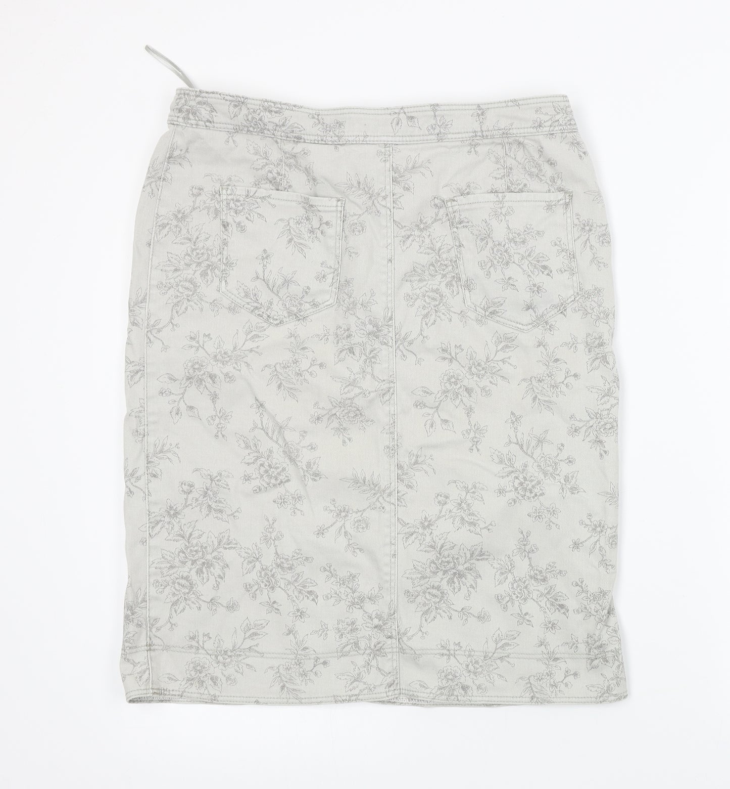 Per Una  Womens White Floral  A-Line Skirt Size 12