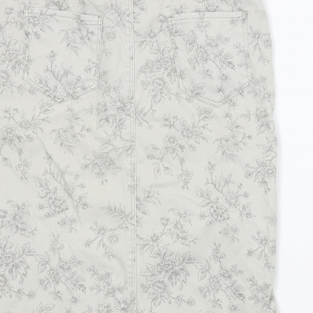 Per Una  Womens White Floral  A-Line Skirt Size 12