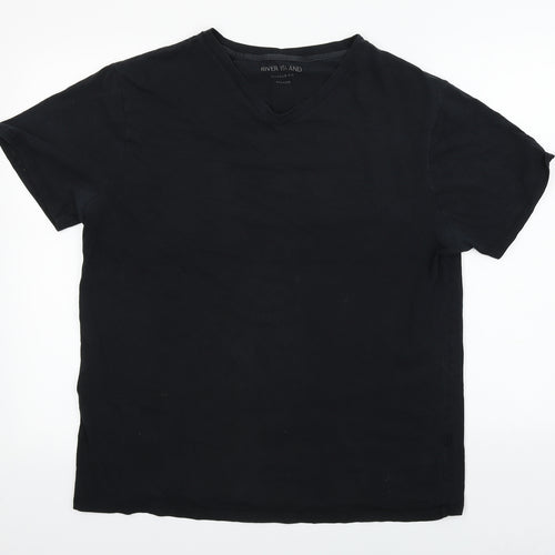 River Island  Mens Black    T-Shirt Size 2XL
