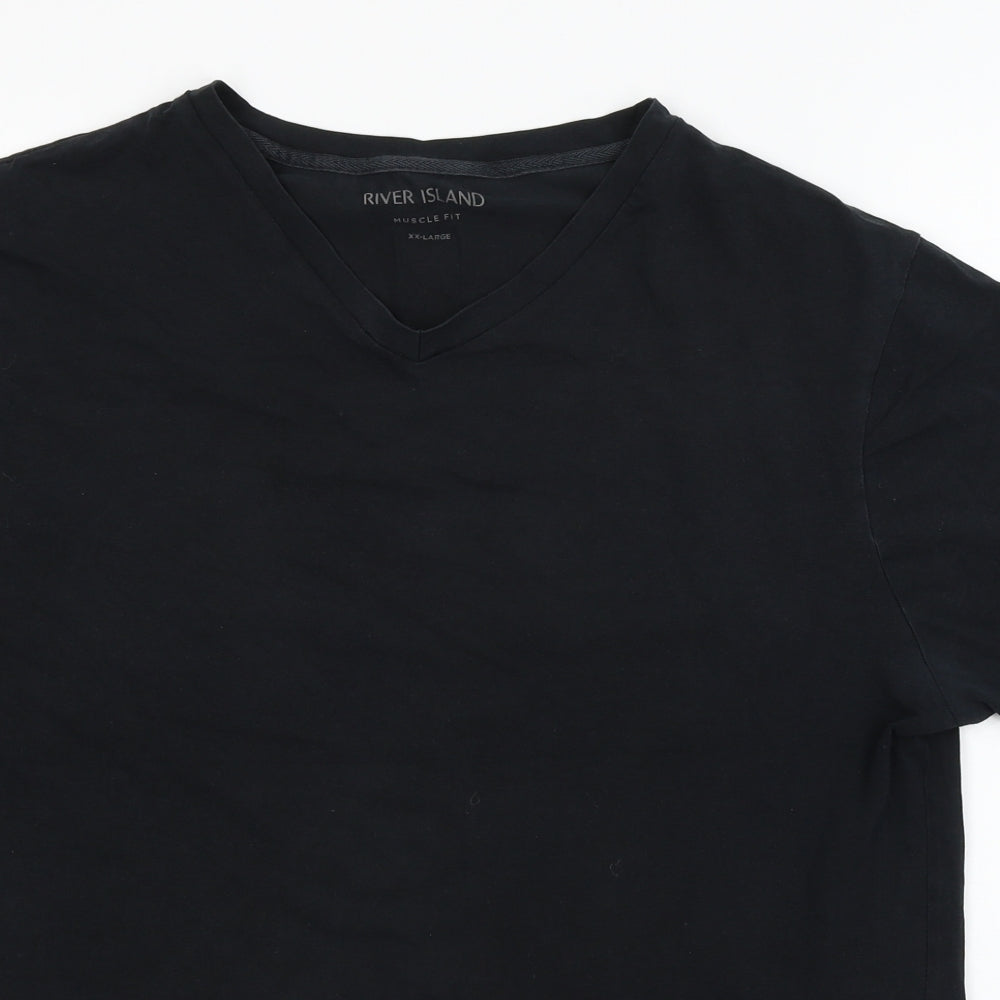 River Island  Mens Black    T-Shirt Size 2XL