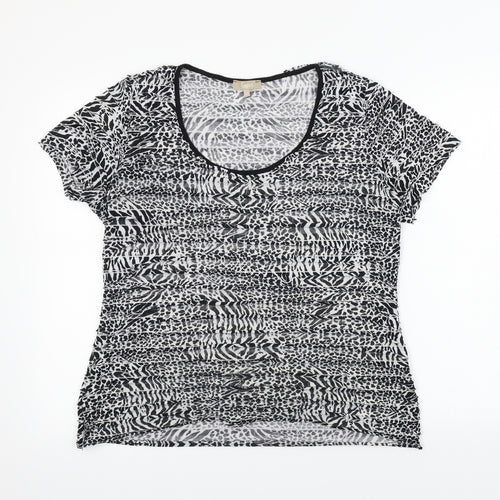 Soon Womens Black Animal Print  Basic T-Shirt Size 16