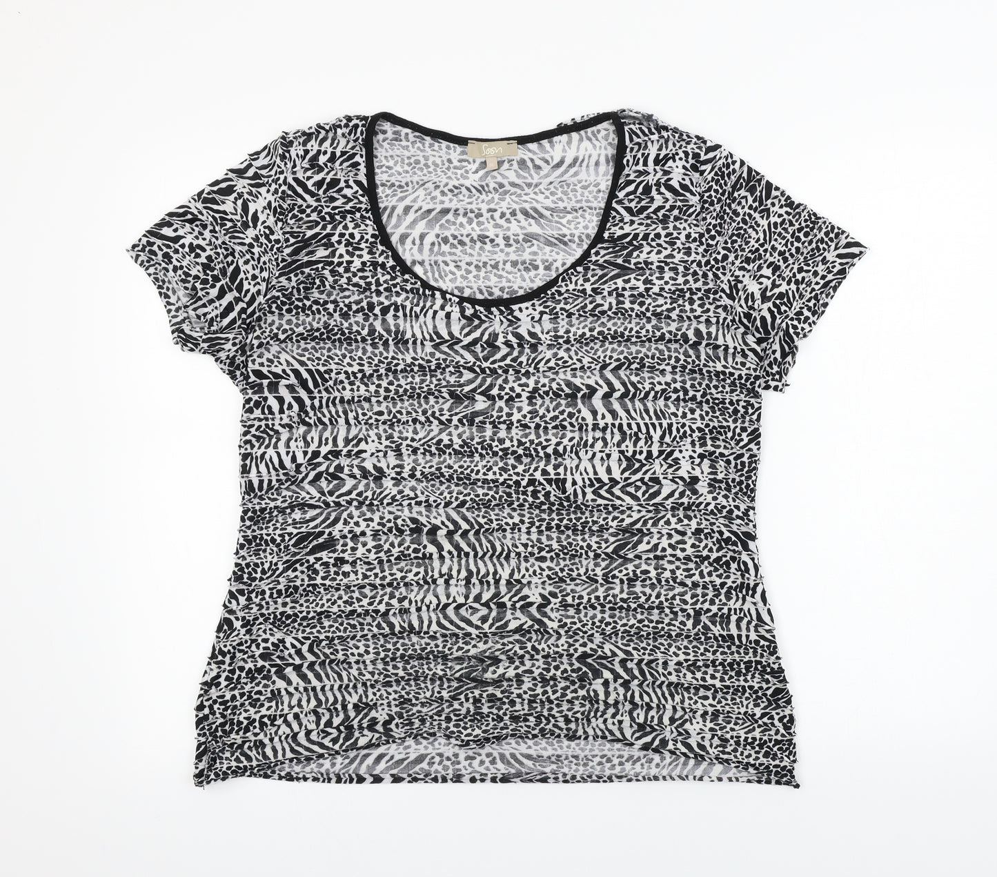 Soon Womens Black Animal Print  Basic T-Shirt Size 16