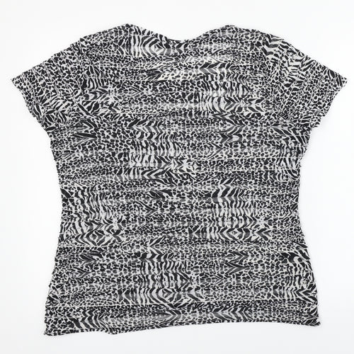 Soon Womens Black Animal Print  Basic T-Shirt Size 16