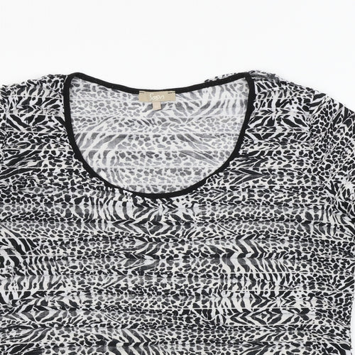 Soon Womens Black Animal Print  Basic T-Shirt Size 16
