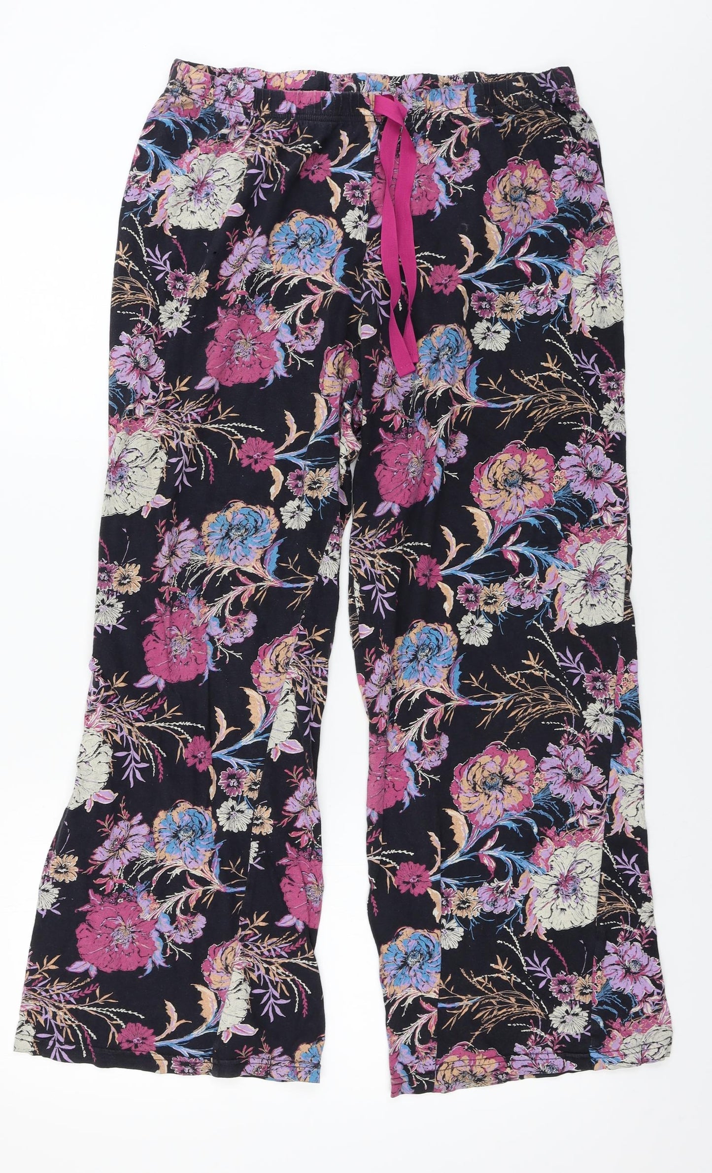 George  Womens Black Floral  Trousers  Size 16 L24 in