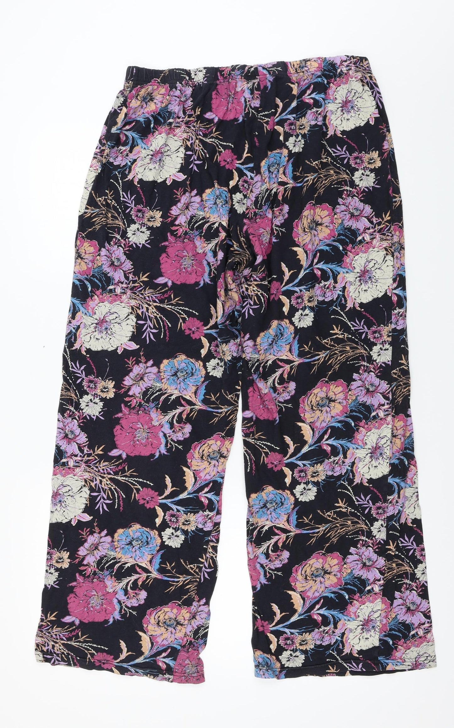 George  Womens Black Floral  Trousers  Size 16 L24 in