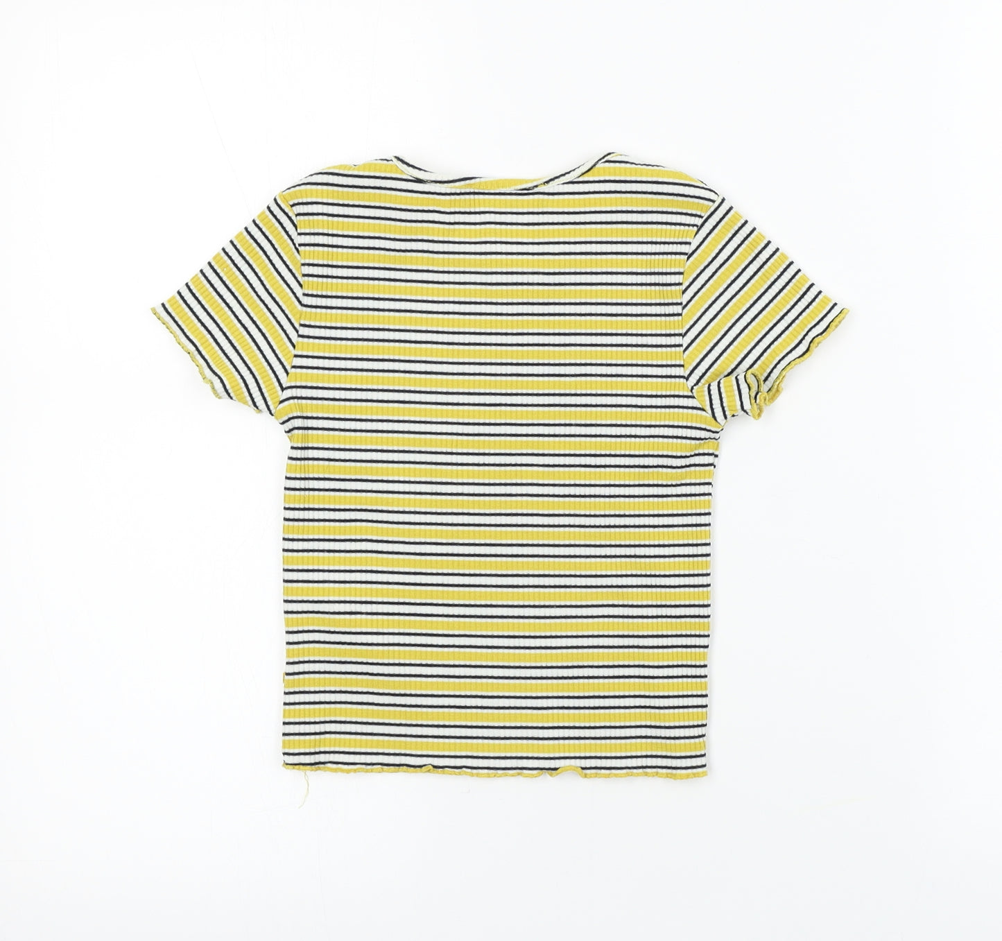 Primark  Girls Yellow Striped  Basic T-Shirt Size 8-9 Years