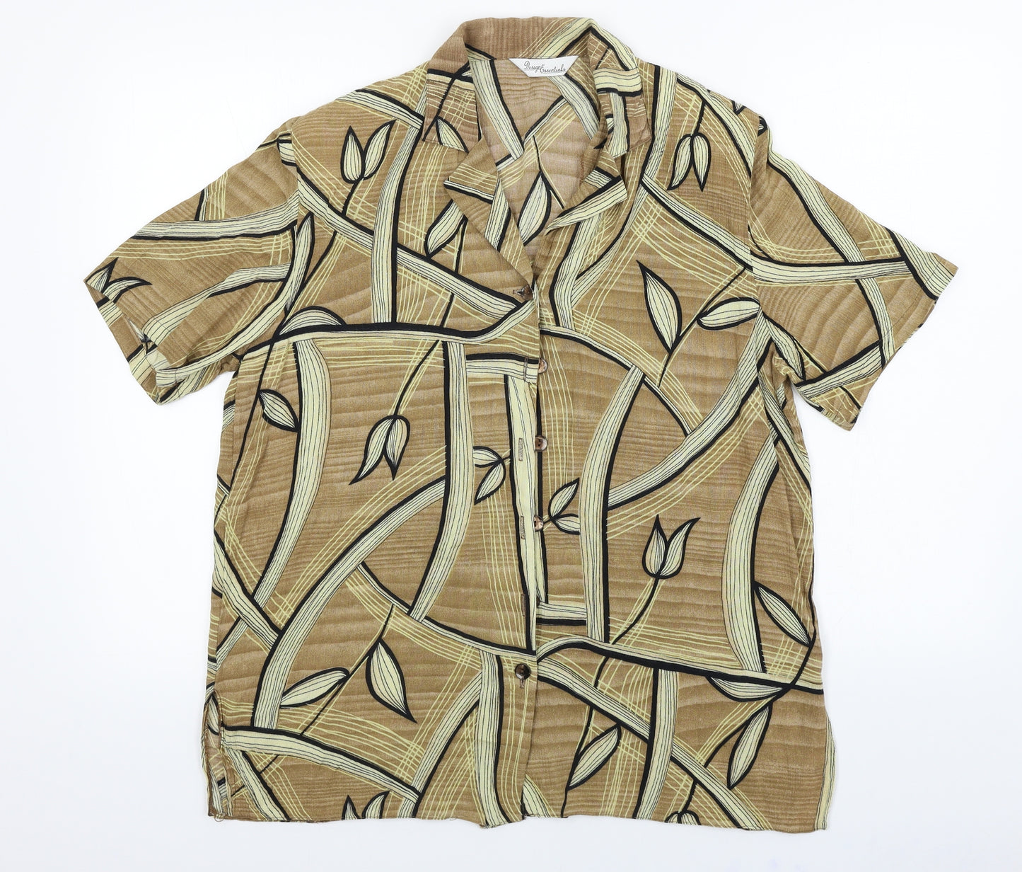 Design essentials  Womens Brown Floral  Basic Button-Up Size 16