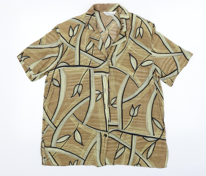 Design essentials  Womens Brown Floral  Basic Button-Up Size 16