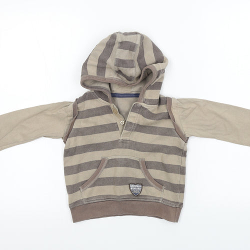 Matalan  Boys Brown Striped  Pullover Hoodie Size 2-3 Years
