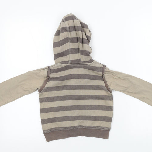 Matalan  Boys Brown Striped  Pullover Hoodie Size 2-3 Years