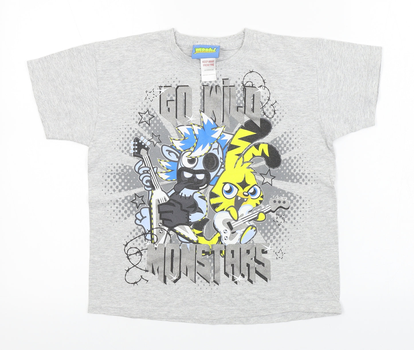 moshi monsters  Boys Grey   Basic T-Shirt Size 7-8 Years
