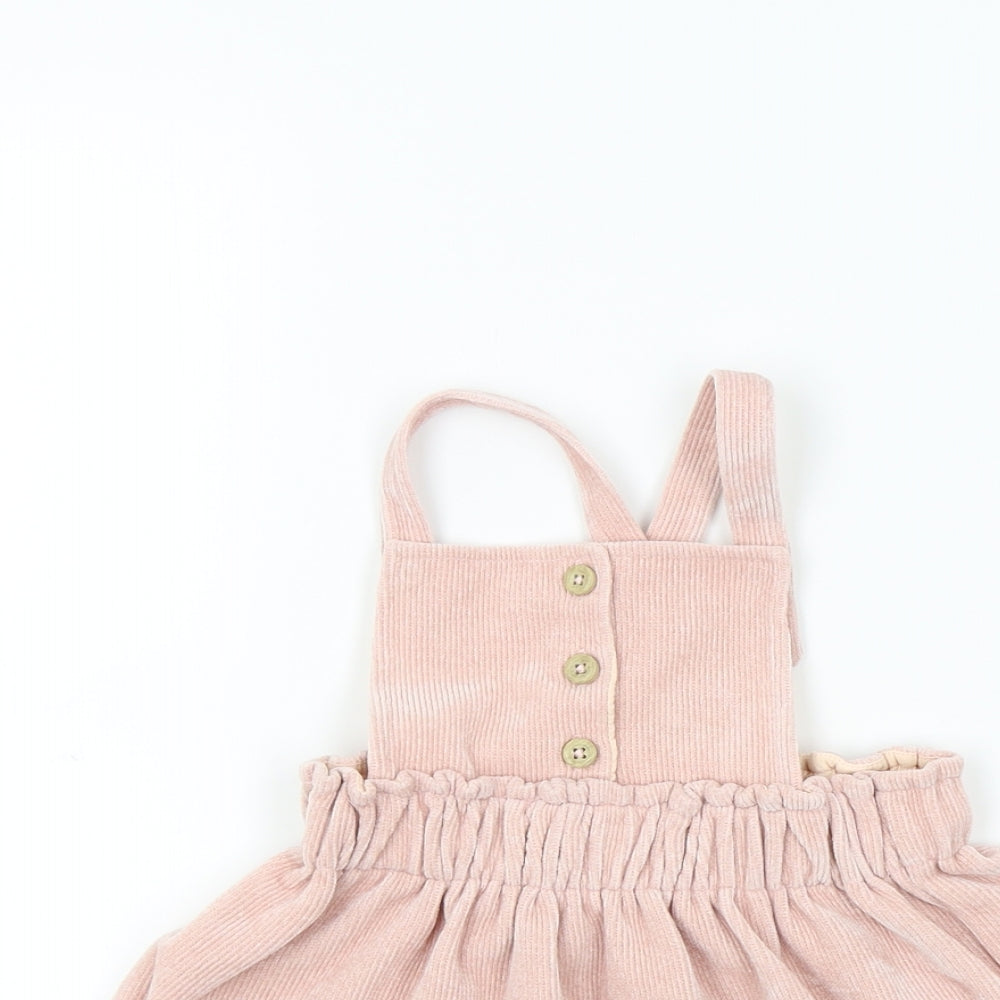 George Girls Pink Houndstooth  Pinafore/Dungaree Dress  Size 18-24 Months