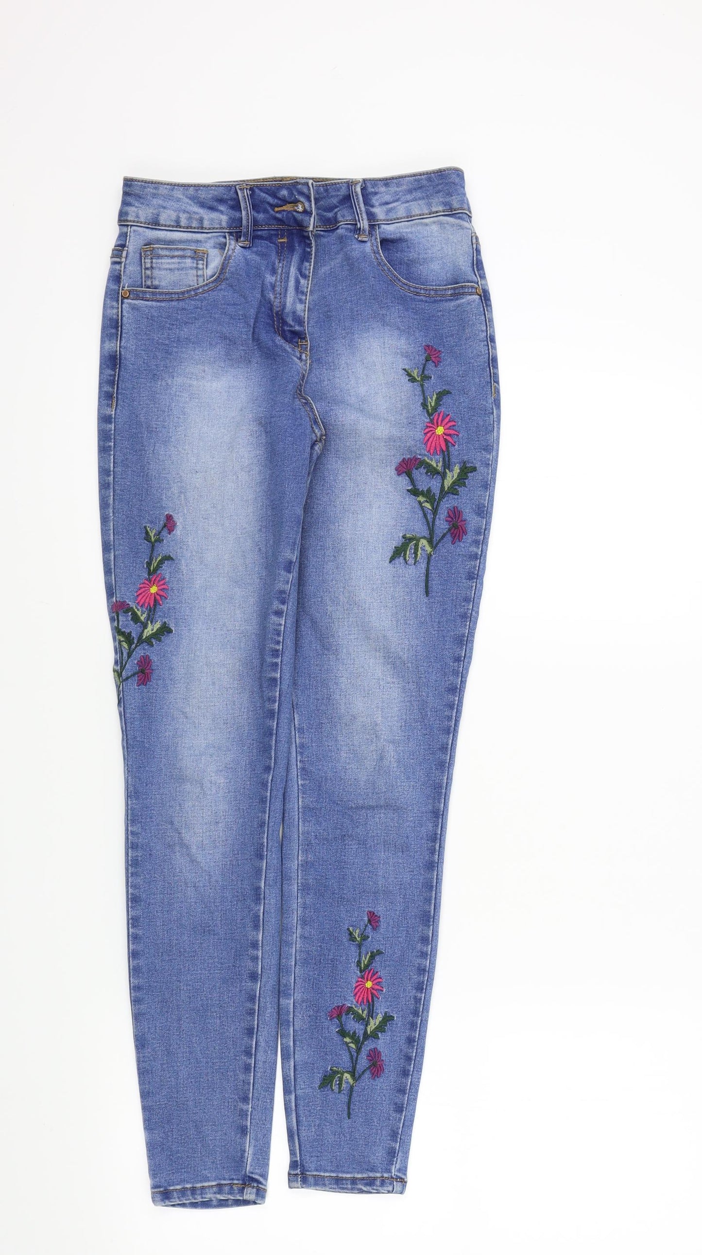denim&co Womens Blue Floral  Straight Jeans Size 8 L27 in