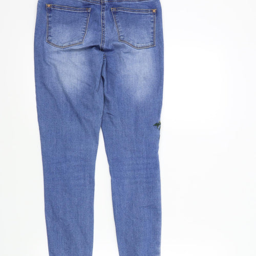 denim&co Womens Blue Floral  Straight Jeans Size 8 L27 in