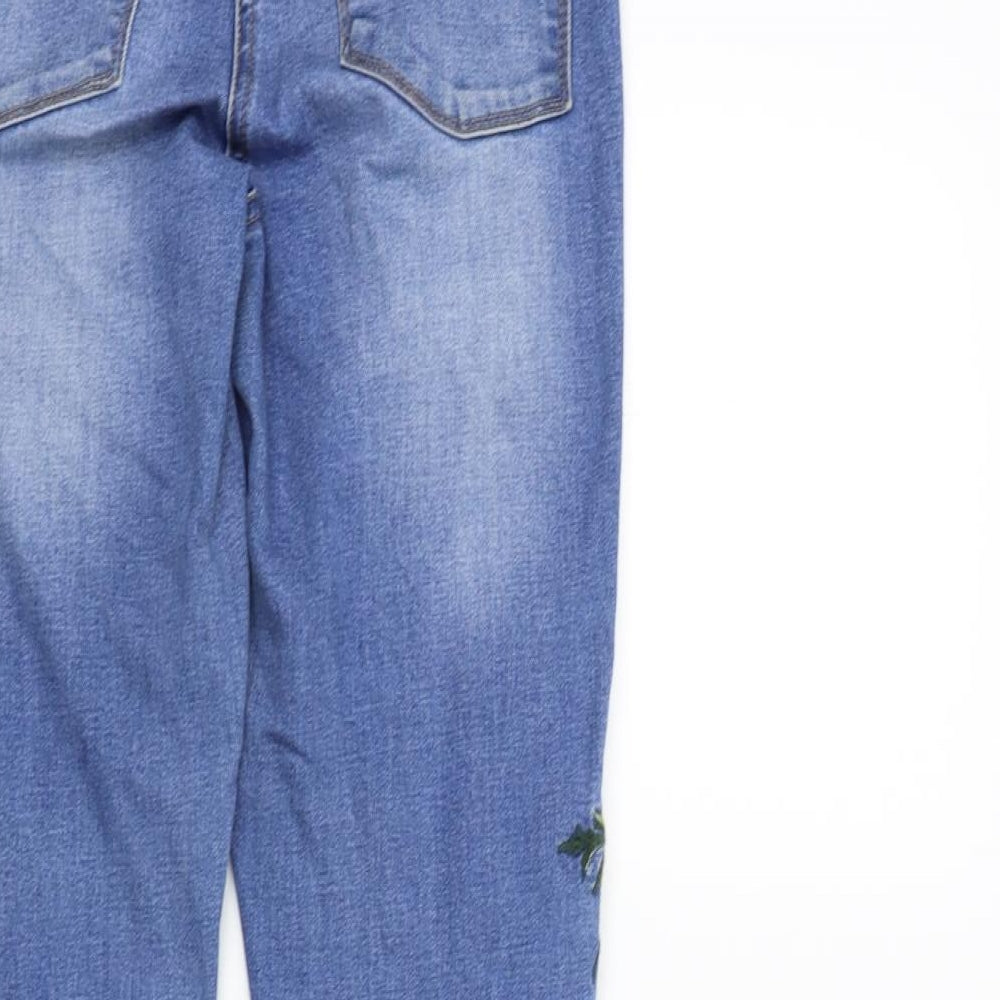 denim&co Womens Blue Floral  Straight Jeans Size 8 L27 in
