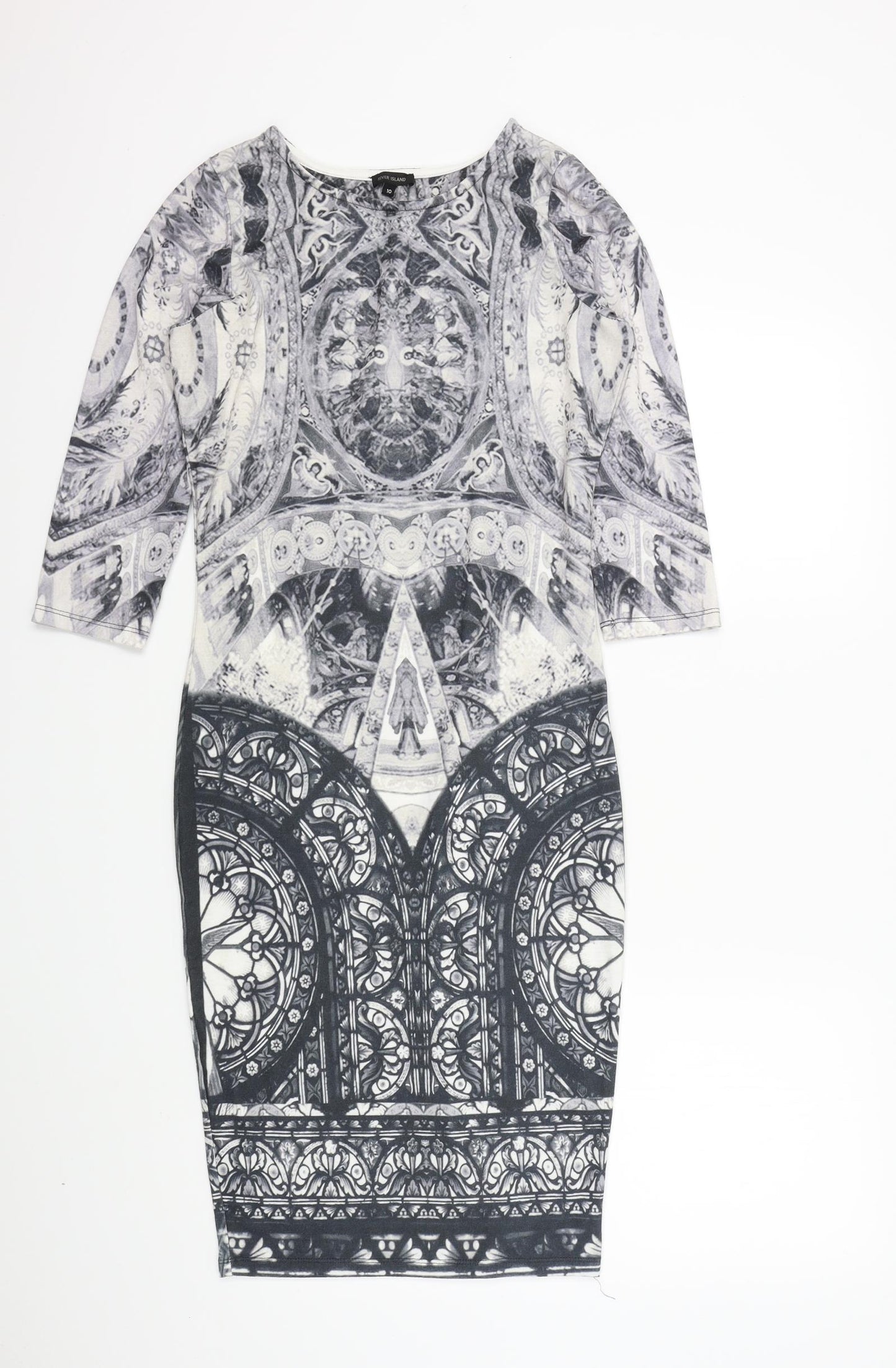 River Island Womens Grey Geometric  A-Line  Size 10