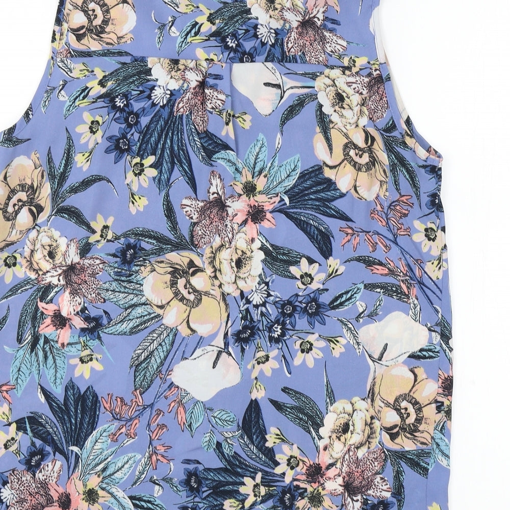 George Womens Blue Floral  Basic Blouse Size 12