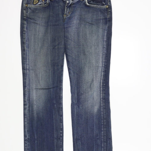 Lois Mens Blue   Bootcut Jeans Size 34 in L29 in - Distressed