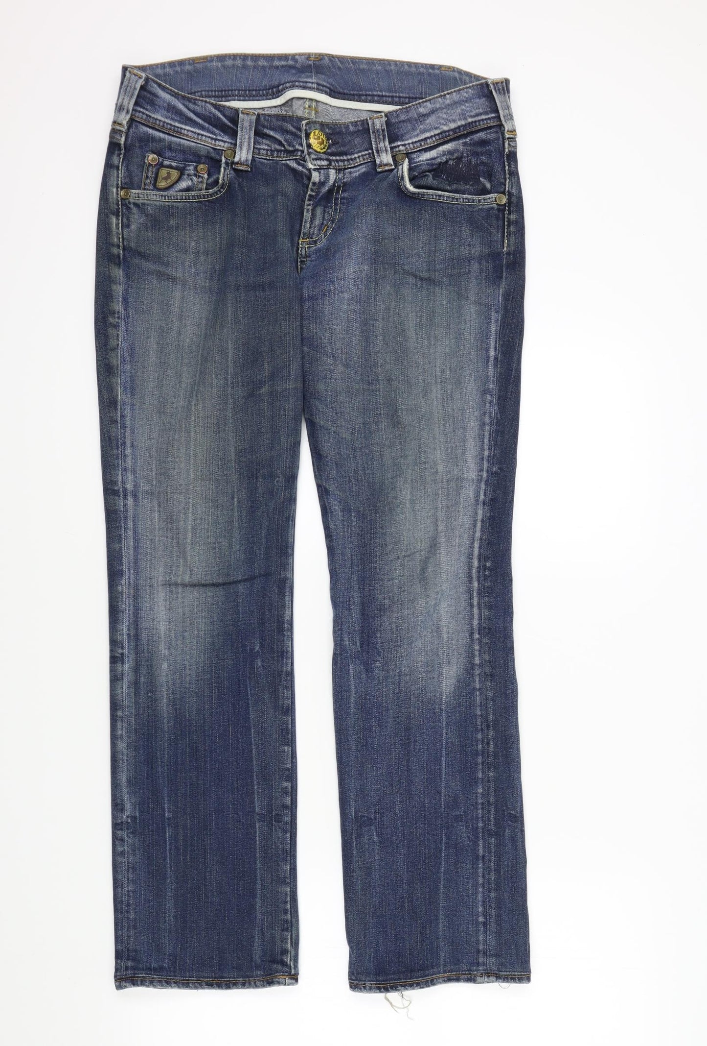 Lois Mens Blue   Bootcut Jeans Size 34 in L29 in - Distressed