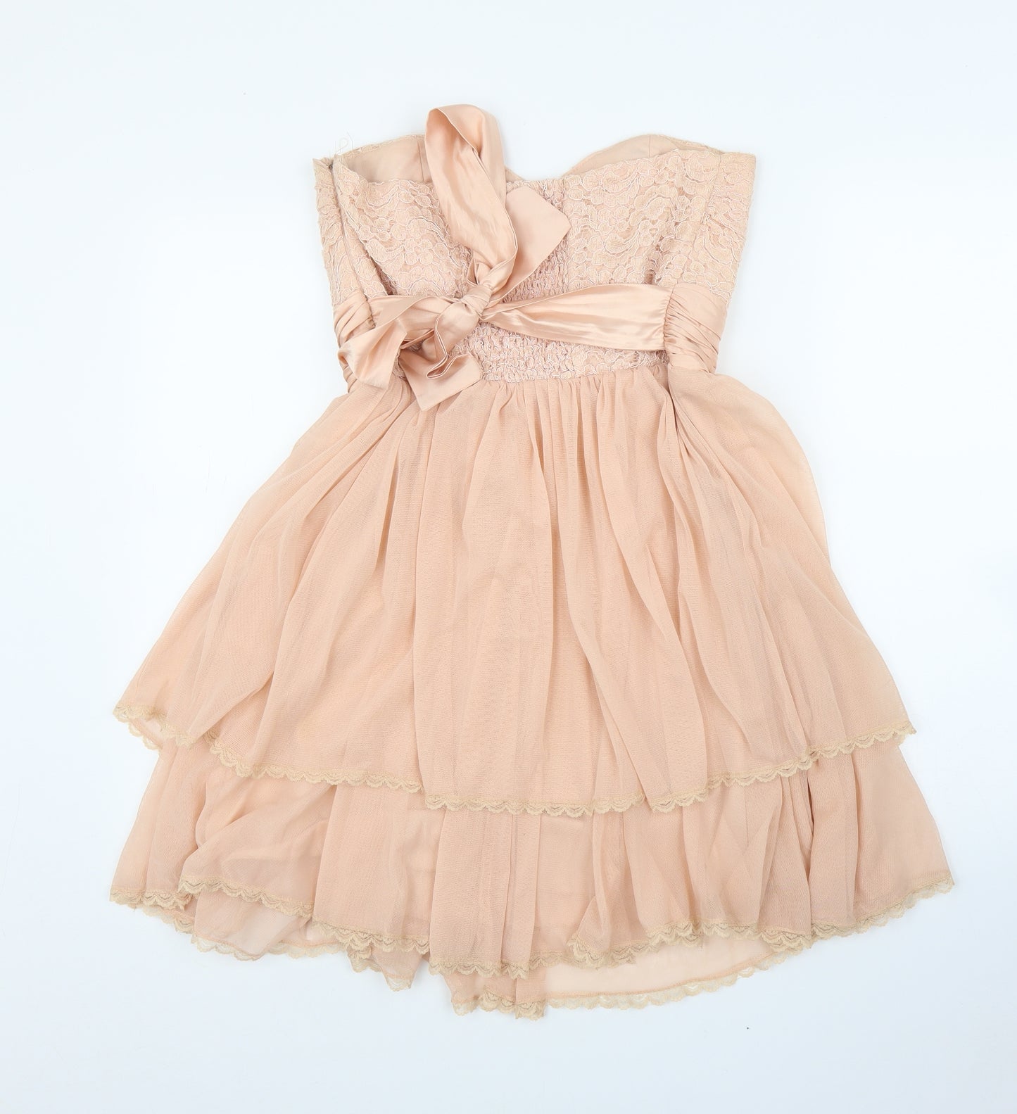 Preworn Girls Pink Floral  A-Line  Size XL