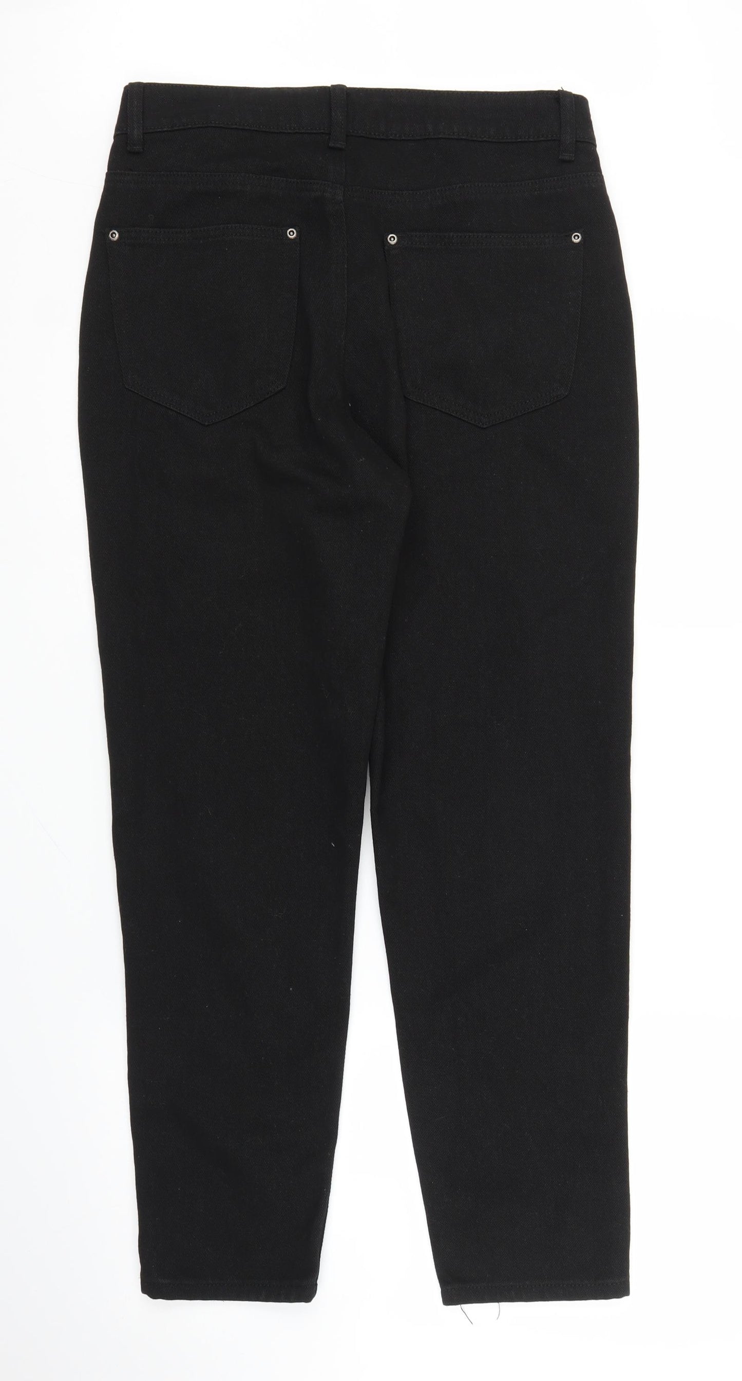 PRETTYLITTLETHING Womens Black  Denim Straight Jeans Size 12 L26 in