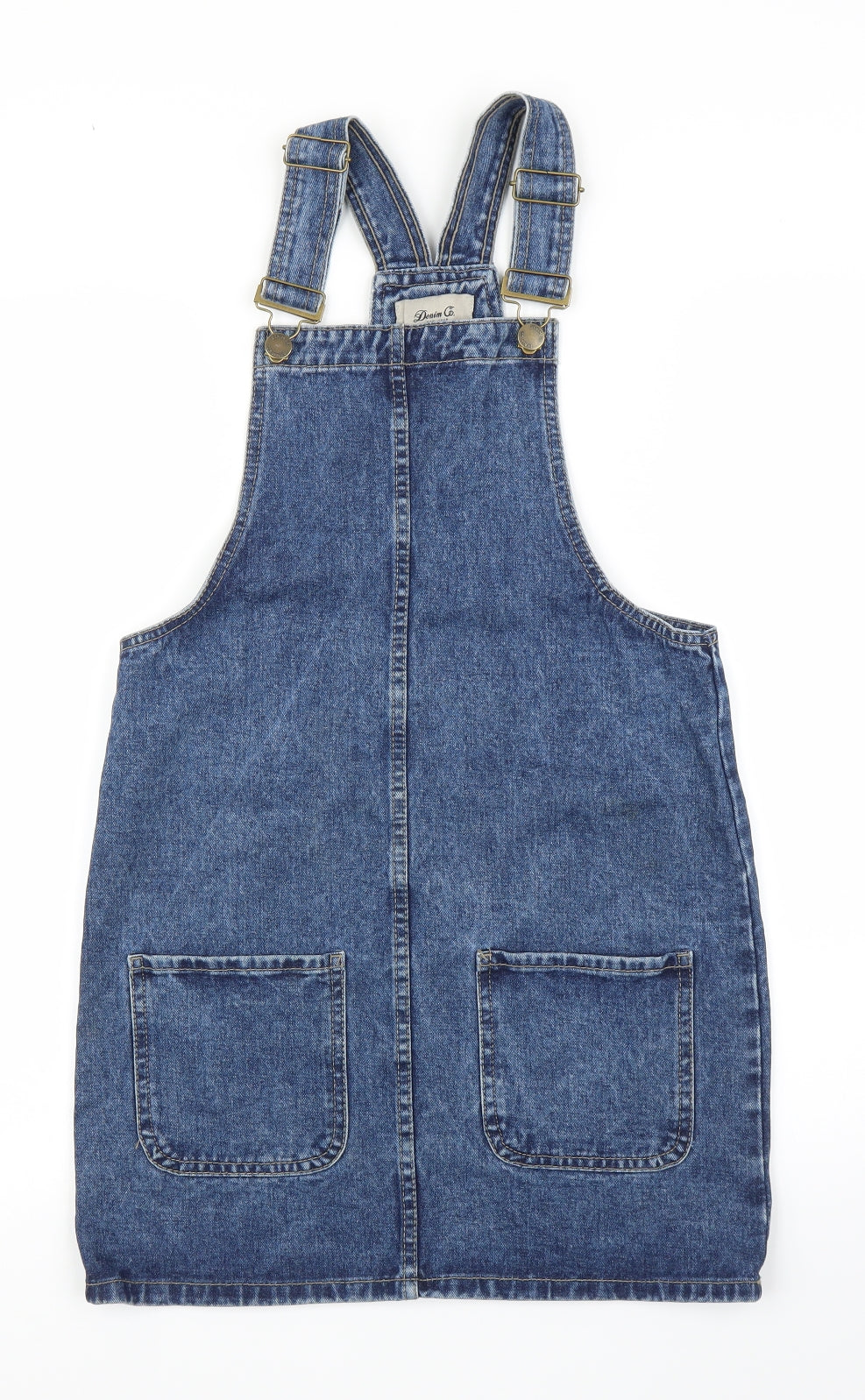 Primark Womens Blue  Denim Pinafore/Dungaree Dress  Size 4