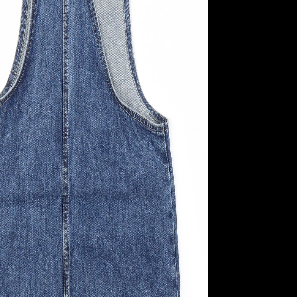 Primark Womens Blue  Denim Pinafore/Dungaree Dress  Size 4