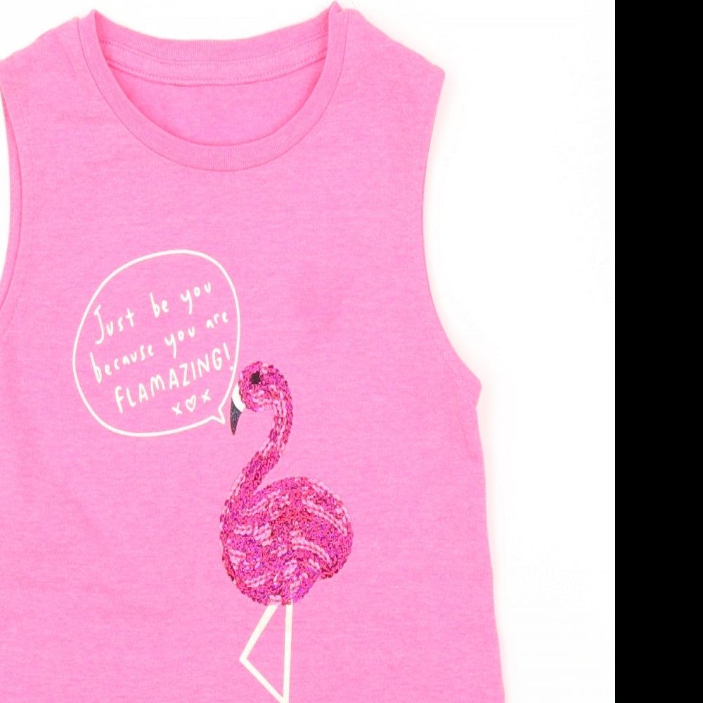 George Girls Pink   Basic T-Shirt Size 8-9 Years  - Flamingo