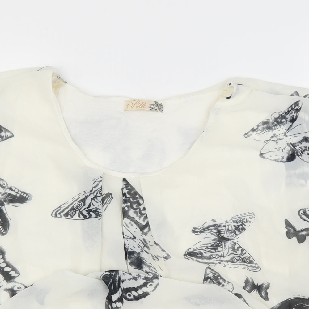 Silk Womens Ivory   Basic Blouse Size 12  - Butterflies