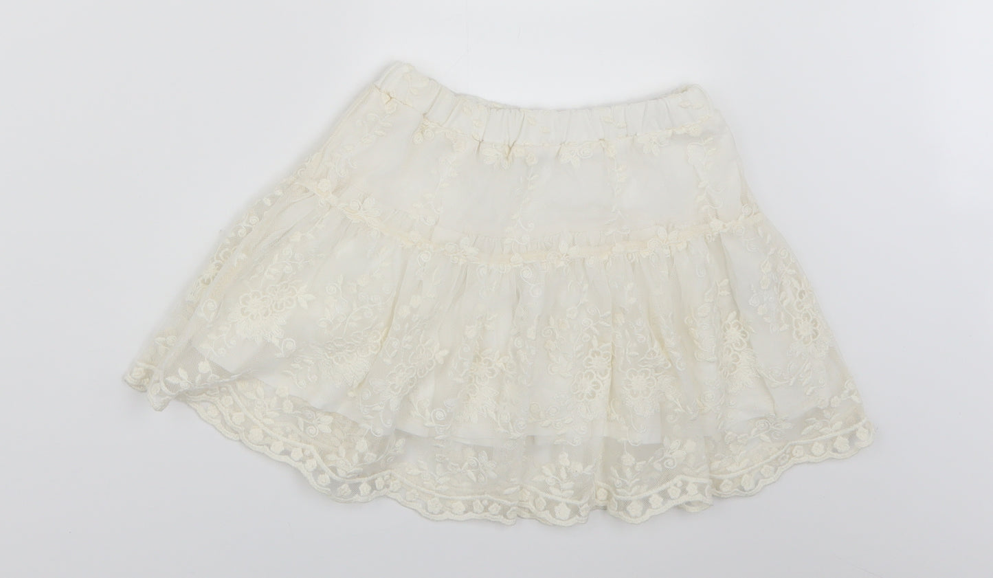Zara Girls Ivory   Skater Skirt Size 5-6 Years