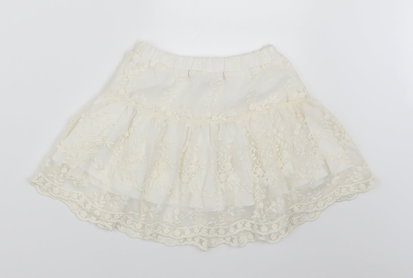 Zara Girls Ivory   Skater Skirt Size 5-6 Years