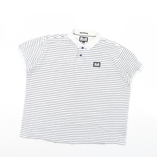 Weekend Offender Mens White Striped   Polo Size 2XL