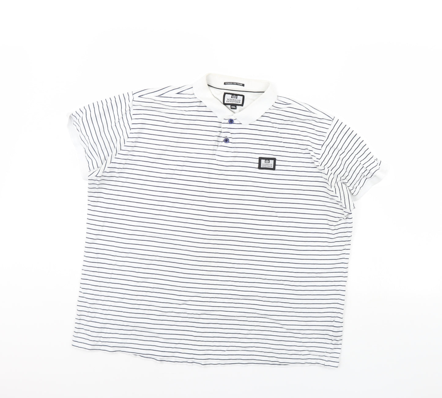 Weekend Offender Mens White Striped   Polo Size 2XL