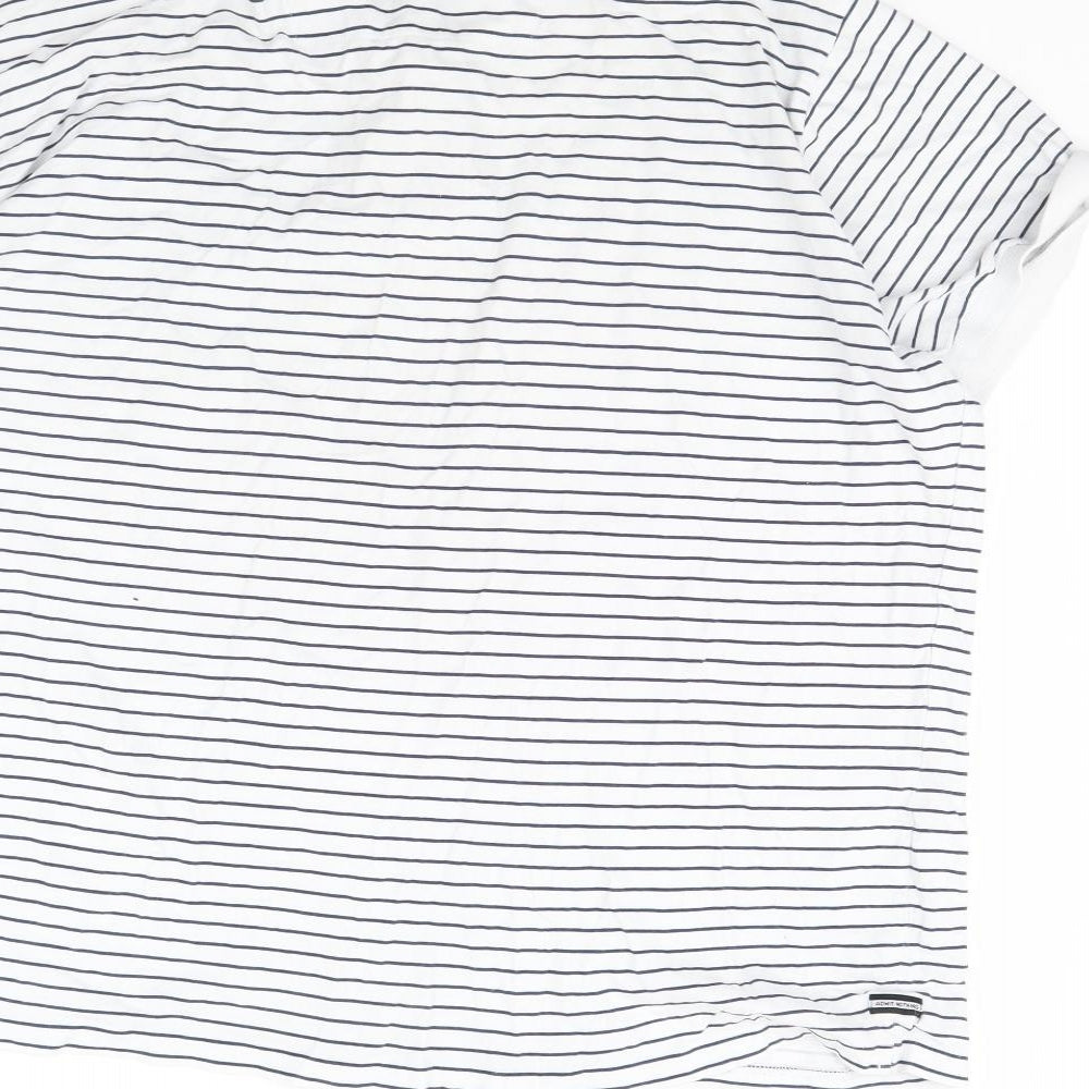 Weekend Offender Mens White Striped   Polo Size 2XL