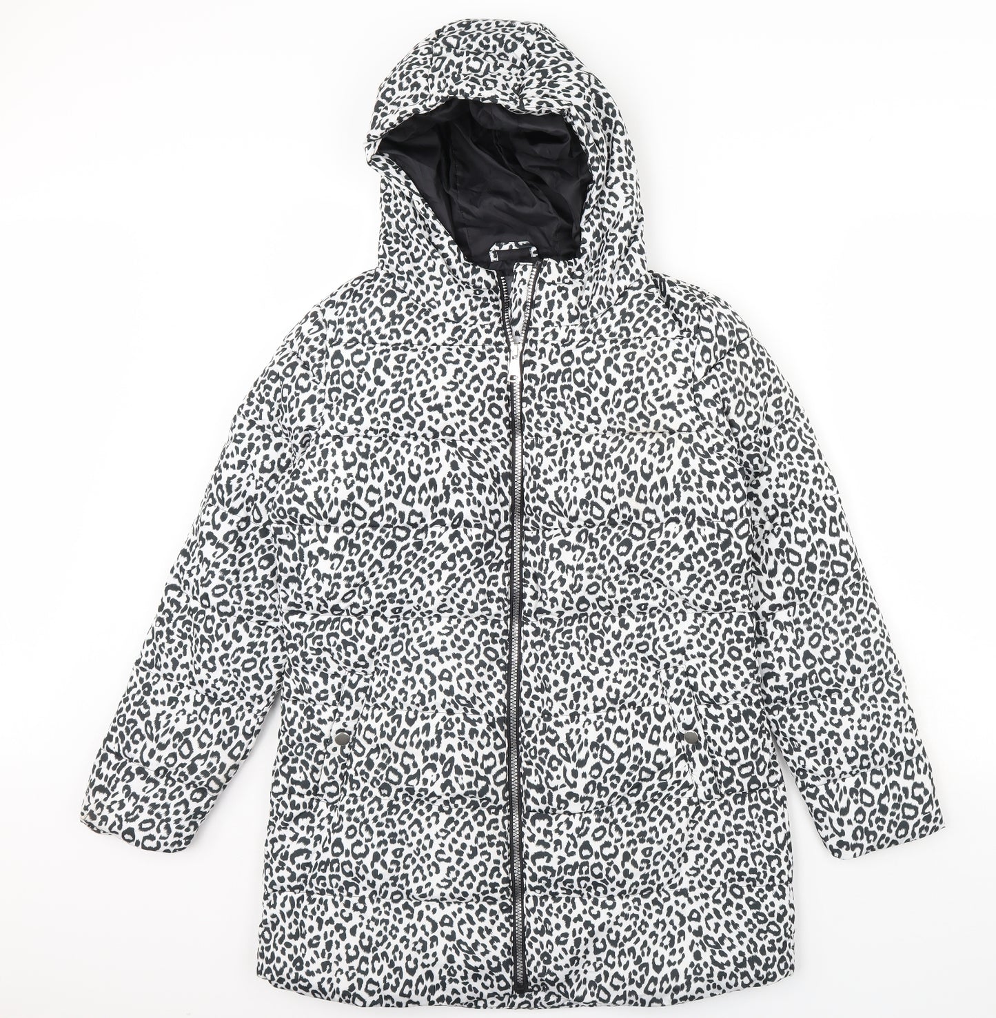 Studio Outerwear Womens White Animal Print  Rain Coat Coat Size 10