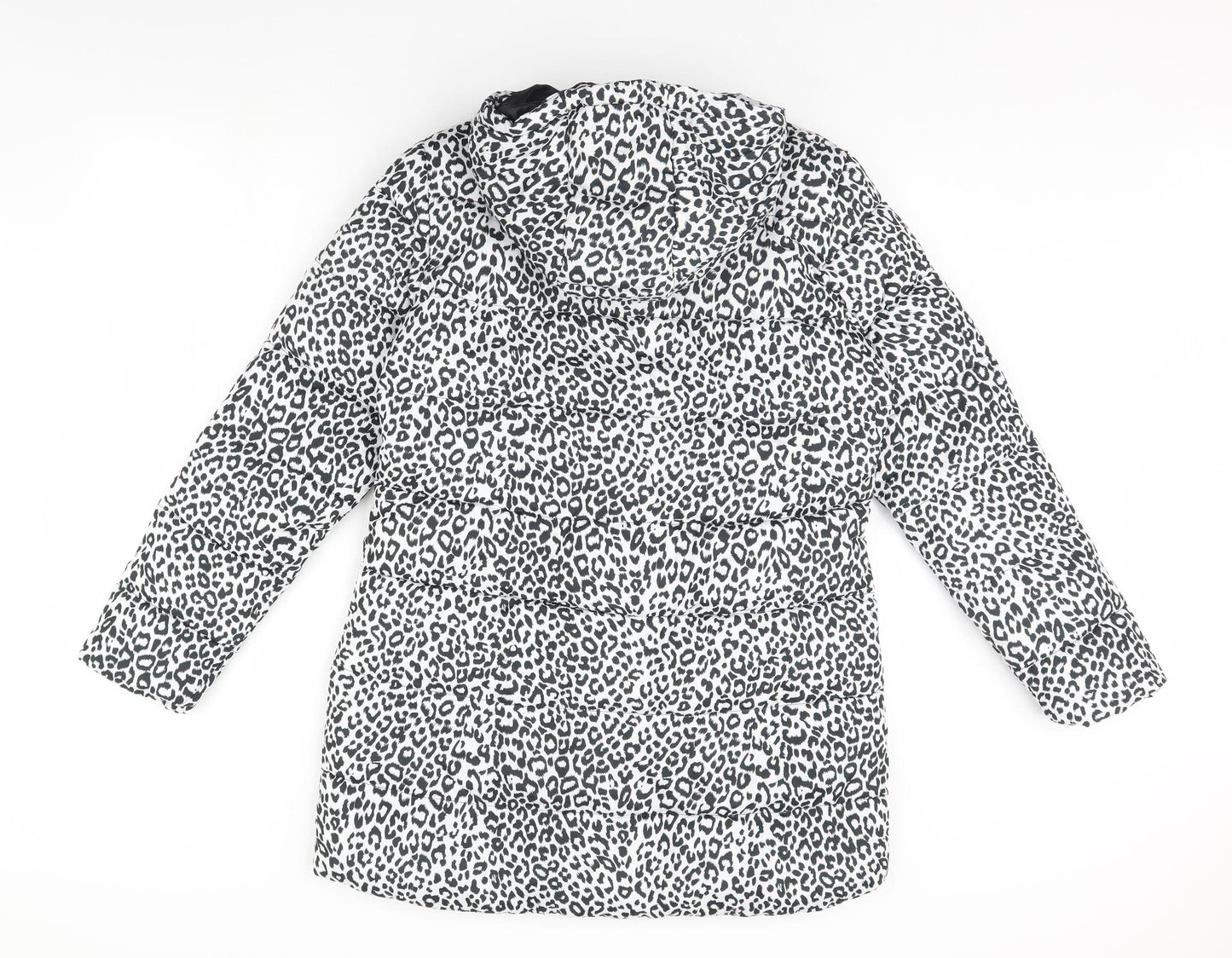 Studio Outerwear Womens White Animal Print  Rain Coat Coat Size 10