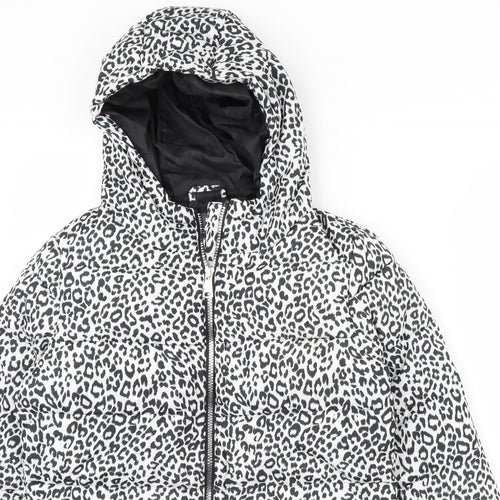 Studio Outerwear Womens White Animal Print  Rain Coat Coat Size 10