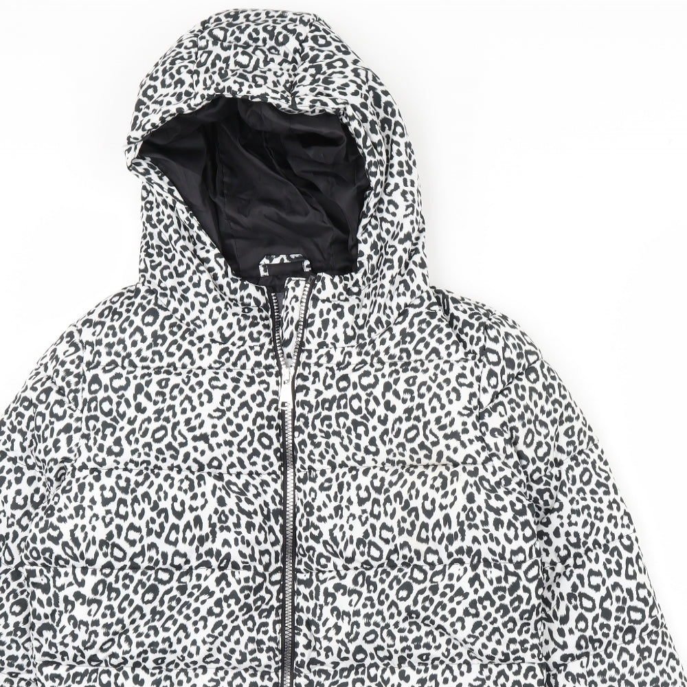 Studio Outerwear Womens White Animal Print  Rain Coat Coat Size 10